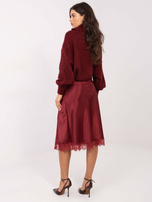 Bordowa elegancka spódnica z koronką RUE PARIS 