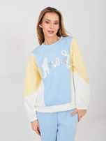 Pastelowy niebieski dresowy komplet z lampasami RUE PARIS 