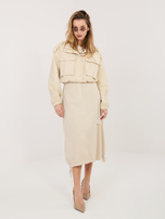 Beżowa sztruksowa spódnica ze ściągaczami RUE PARIS  