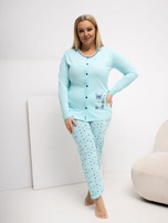 Miętowa dwuczęściowa piżama plus size ze spodniami