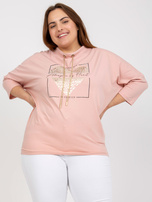 Brudnoróżowa codzienna bluzka plus size z bawełny 