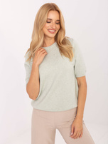 Pistachio women's sweater with ribbing.
