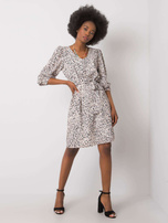 Beżowa sukienka z printami Jianna