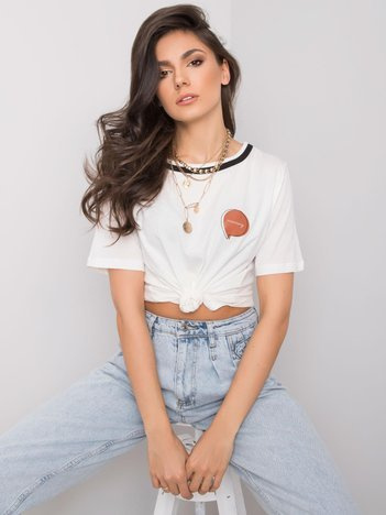 Ecru t-shirt bawełniany Elianna RUE PARIS