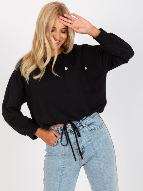 Hurt Czarna krótka bluza bez kaptura bawełniana RUE PARIS