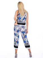 Czarno-niebieski wzorzysty komplet top i spodnie