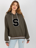 Hurtownia Khaki dresowa bluza z kapturem i literą S