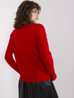 Hurt Czerwony klasyczny sweter z warkoczami   