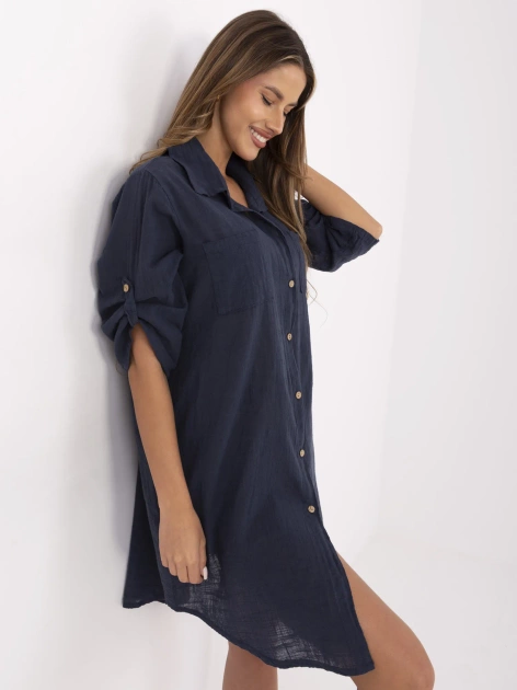 Granatowa koszulowa sukienka na lato OCH BELLA