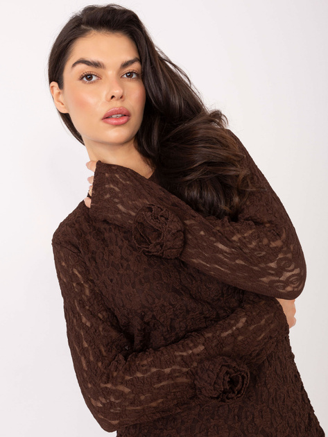 Czekoladowa mini sukienka z ozdobnymi różami