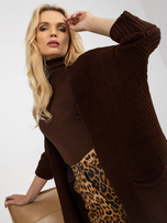 Hurt Ciemnobrązowy luźny kardigan z kieszeniami RUE PARIS 