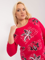 Hurt Czerwona damska bluzka plus size z nadrukiem