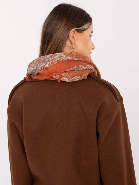 Jasnobrązowa damska chusta z nadrukiem