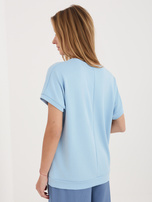 Jasnoniebieska casualowa bluzka z miękkiego materiału RUE PARIS