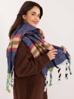 Hurtownia Granatowy zimowy szal z frędzlami