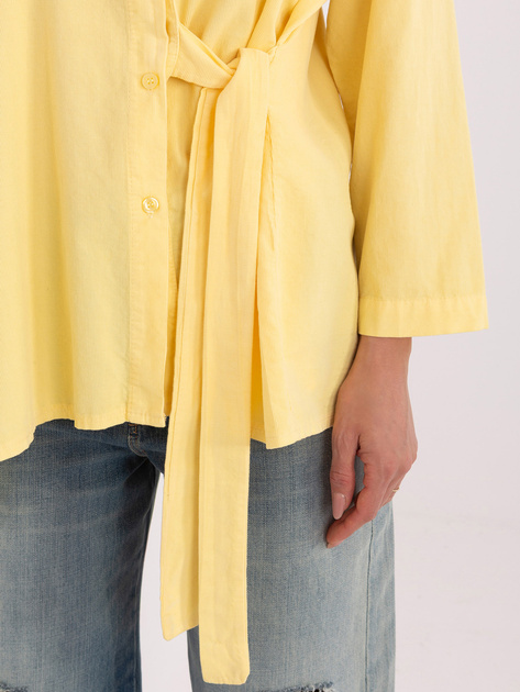 Jasnożółta asymetryczna koszula z sztruksu RUE PARIS