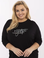 Czarna damska bluzka plus size z rękawem 3/4