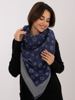 Hurt Ciemnoniebiesko-szary damski szal we wzory