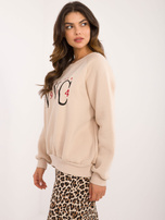 Hurt Beżowa bluza bez kaptura z okrągłym dekoltem