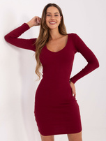 Bordowa sukienka z długim rękawem RUE PARIS 
