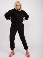 Czarny dresowy komplet plus size z kapturem 