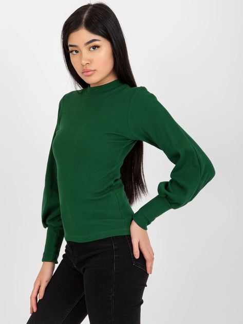 Hurt Ciemnozielona damska bluzka basic w prążek RUE PARIS