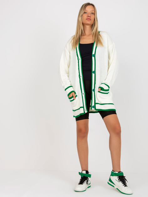 Hurt Ecru damski sweter rozpinany z guzikami RUE PARIS