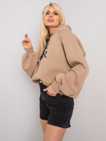 Ciemnobeżowa ocieplana bluza z kapturem Debby