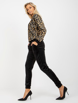 Hurt Czarno-żółty komplet welurowy z bluzą w panterkę RUE PARIS