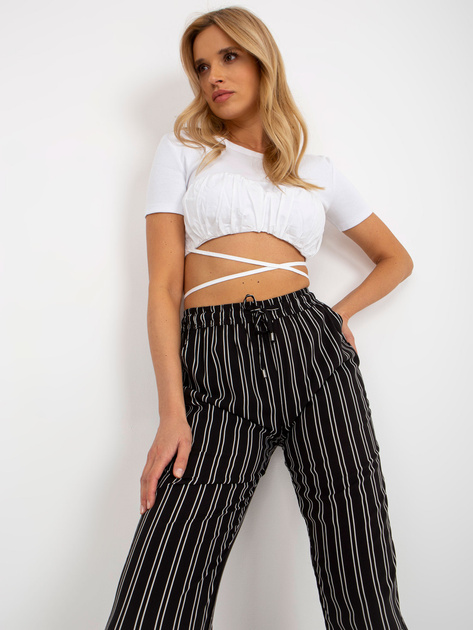 Hurt Czarne letnie spodnie z materiału w paski SUBLEVEL