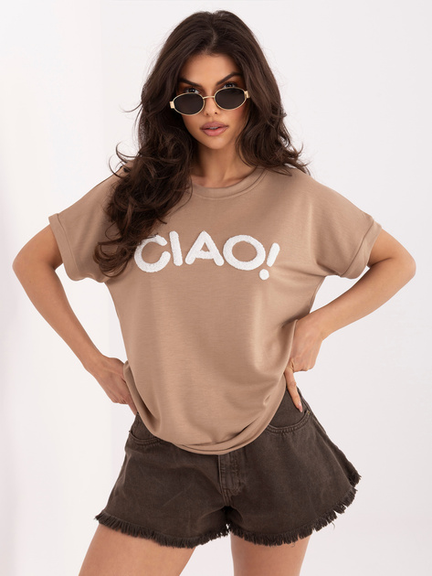 Ciemnobeżowa bluzka z miękkiego materiału RUE PARIS