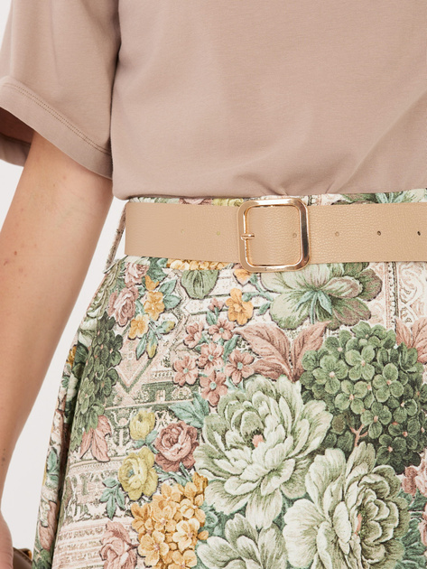 Zielona rozkloszowana spódnica z paskiem