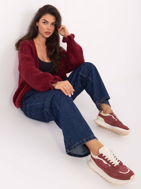 Bordowy damski kardigan oversize RUE PARIS