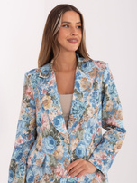 Jasnoniebieska damska marynarka w kwiaty RUE PARIS 