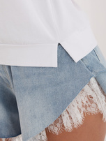 Biała bluzka basic z okrągłym dekoltem RUE PARIS 