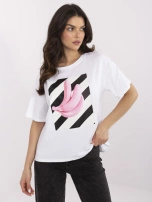 Biały damski t-shirt z nadrukiem bananów
