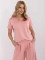 Brzoskwiniowa damska bluzka basic od kompletu 
