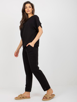 Hurt Czarny komplet letni z dodatkiem lnu RUE PARIS