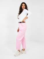 Pastelowe różowe sztruksowe spodnie marchewki