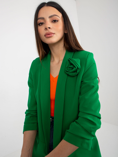 Hurt Zielona elegancka marynarka z kwiatem OCH BELLA