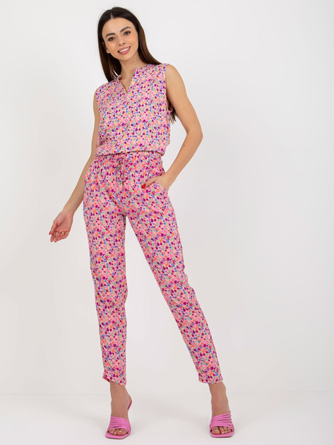 Hurt Różowe lekkie spodnie z materiału w kwiaty SUBLEVEL