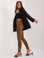 Hurt Camelowo-czarne legginsy z nadrukiem zwierzęcym