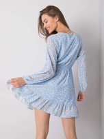 Niebieska sukienka z falbaną Eunika OCH BELLA