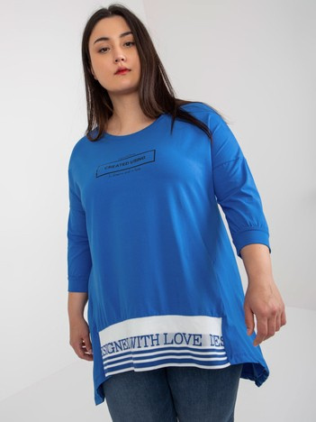 Hurt Ciemnoniebieska asymetryczna tunika plus size