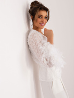 Hurt Biała bluzka wizytowa z kopertowym dekoltem