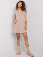 Dark beige dress with pockets by Ellida RUE PARIS