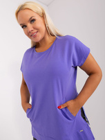 Hurt Fioletowa bawełniana bluzka basic plus size
