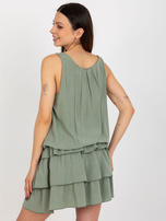 Hurtownia Khaki mini sukienka z falbanami OCH BELLA