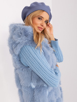 Hurtownia Szaro-niebieski beret z kaszmirem i bawełną