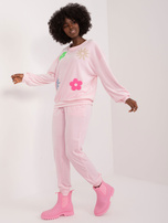 Hurt Jasnoróżowy casualowy komplet welurowy z bluzą